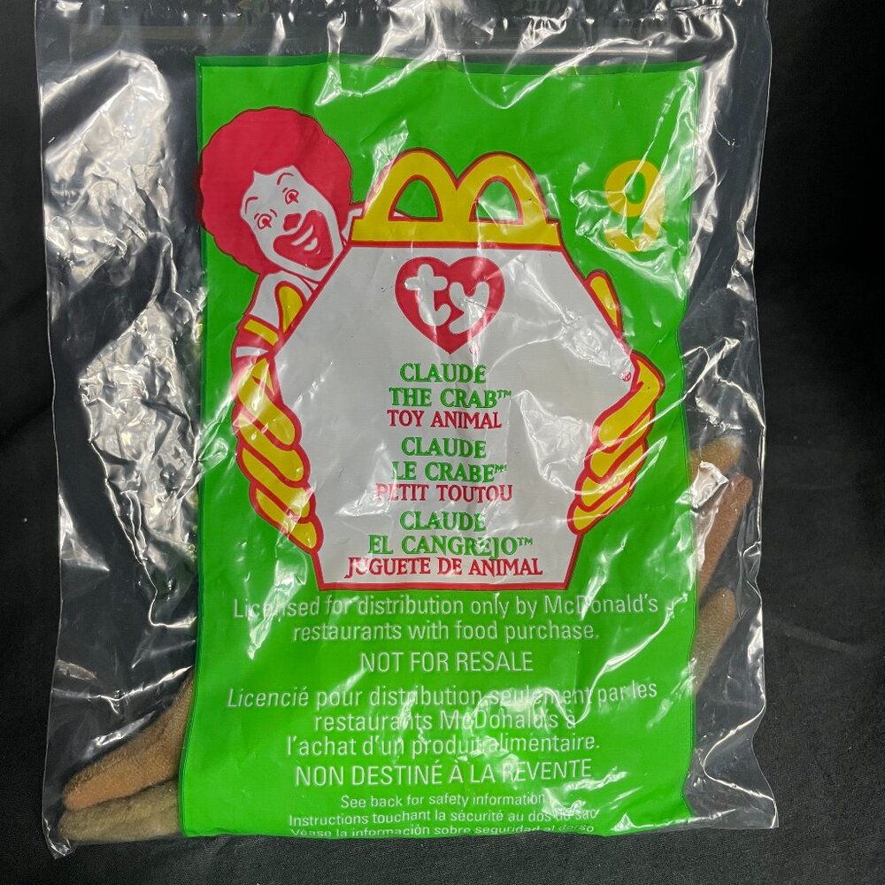 RARE TY ORIGINAL TEENIE BEANIE BABY #9 CLAUDE THE TEENIE CRAB 1999 RETIRED